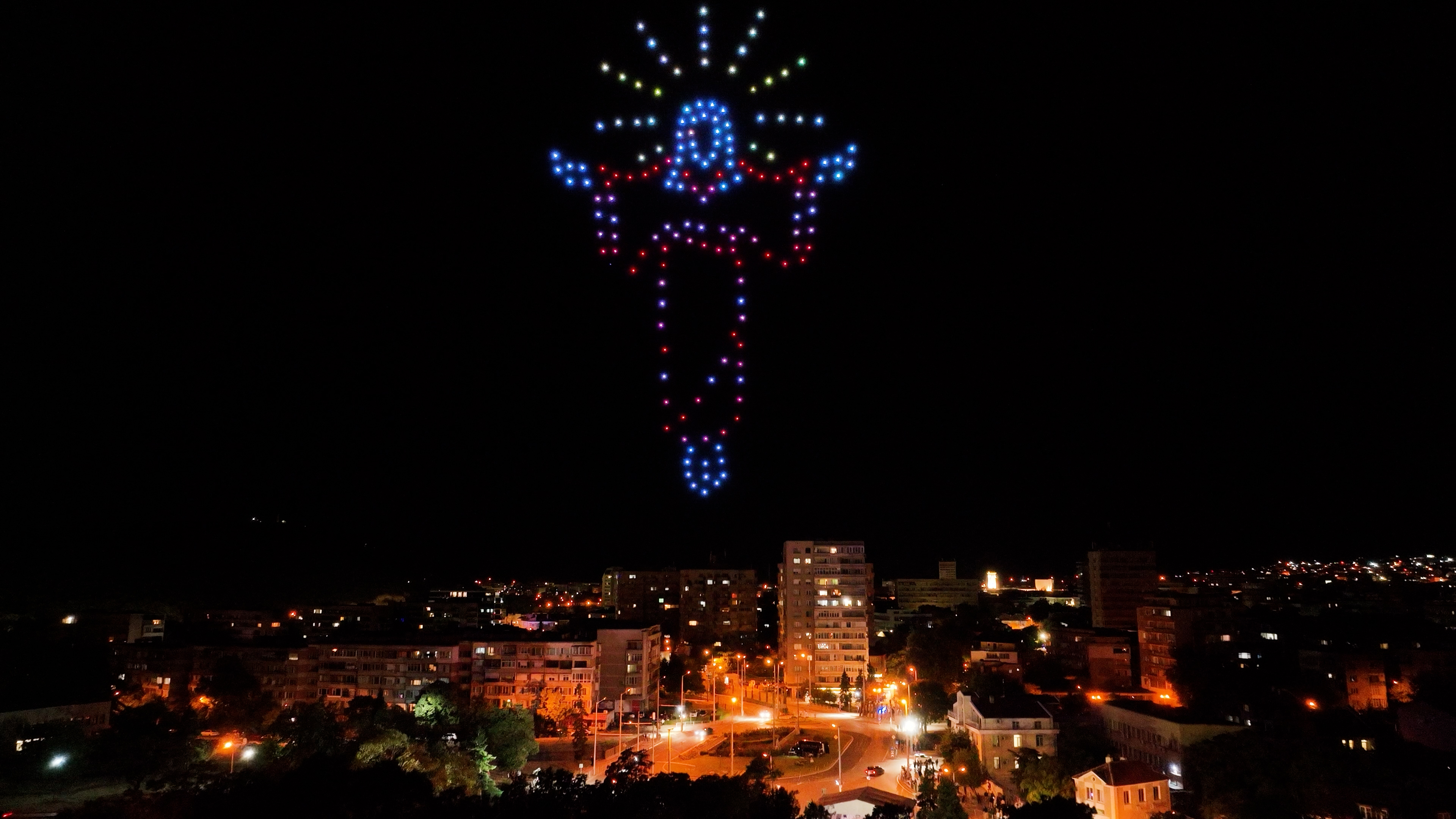 Jesus Christ drone show light spectacle